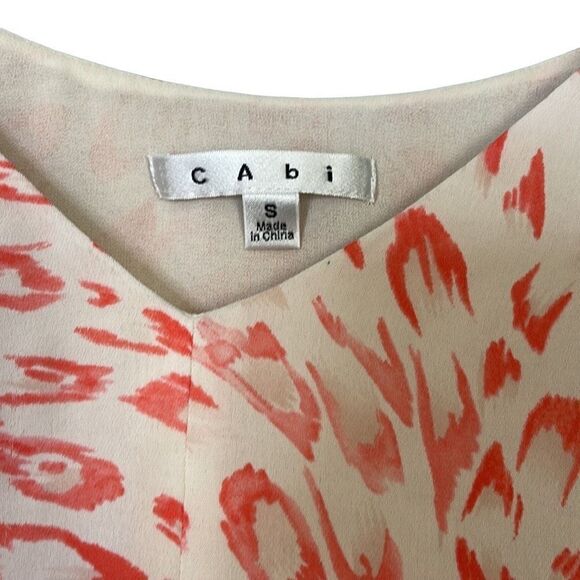 CAbi coral leopard print tank top adjustable straps lined small chiffon - Picture 3 of 8